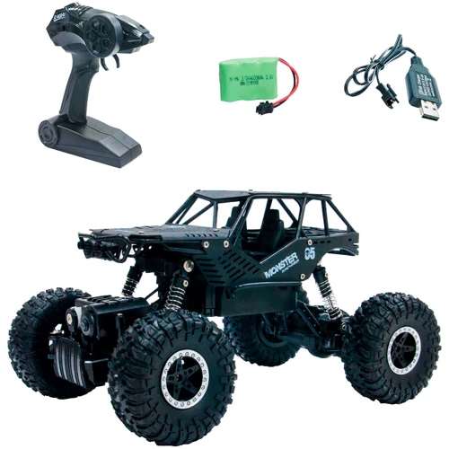 Автомобиль Off-Road Crawler на р/у – Tiger (матовый черный, аккум. 4,8V, метал. корпус, 1:18) (SL-111RHMBl): Масштаб модели 1:18