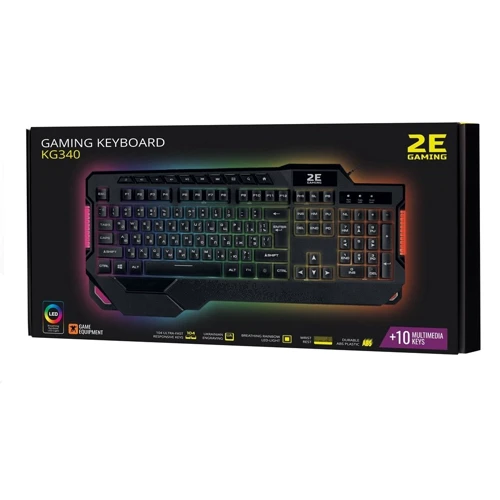 Клавиатура 2E Gaming KG340 LED USB Black (2E-KG340UBK): Тип клавиатуры игровая