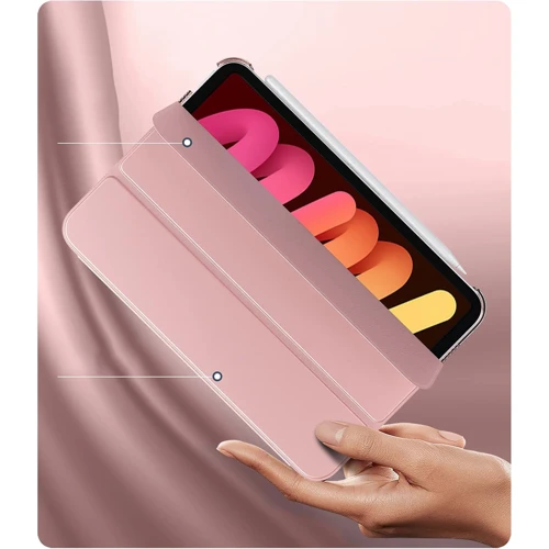 Аксессуар для iPad BeCover Case Book Tri Fold Hard Rose Gold for iPad Mini 7 2024 (712456): Материал искусственная кожа