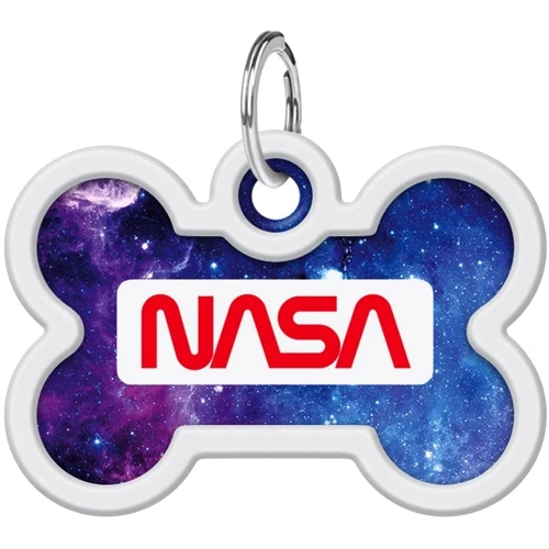 Адресник металлический WAUDOG Smart ID c QR паспортом рисунок NASA21 40х28 мм (0640-0148): Цвет белый