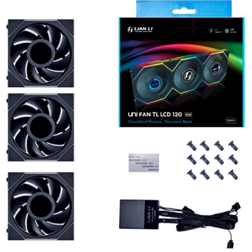 Кулер Lian Li Uni Fan TL LCD 120 Black 3-Pack (G99.12TLLCD3B.00) фото 9