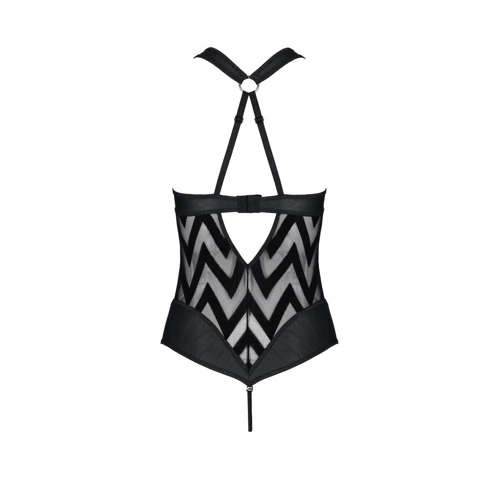 Сетчатый боди с халтером и ритмичным рисунком Hima Body black XXL/XXXL - Passion