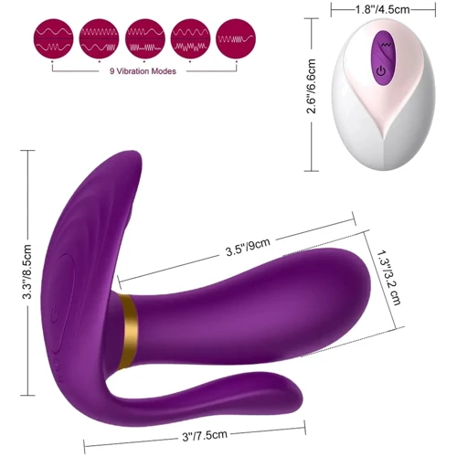 Вибромассажер с анальным и клиторальным стимулятором, и подогревом BOSS Remote wearable vibrator Purple (BS561007-2)