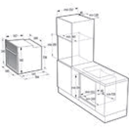 Духова шафа електрична Gorenje BOS6737SYW: Розміри 59.5 x 59.5 x 56.4 см