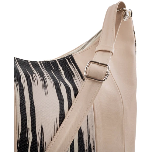 Женская сумка хобо Laskara бежевая (LK10249-zebra): Застежка Молния