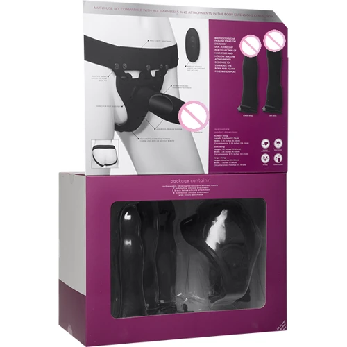 Набор для страпона с вибрацией Doc Johnson Body Extensions - BE Naughty - Black