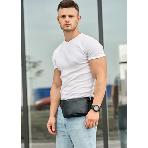 Мужская поясная сумка Sambag Tirso Aqwam черная (80119001m): Фактура Матовая, Зернистая