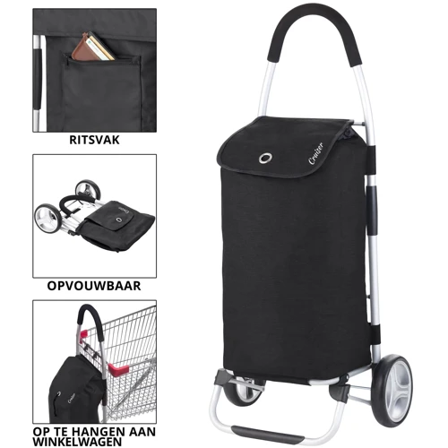 Сумка-візок ShoppingCruiser Foldable 40 Black: Матеріал Polyester 600D PU - міцна поліестерова, водозахищена тканину.
