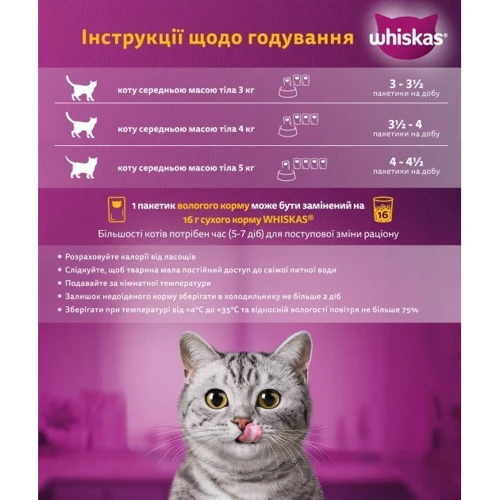 Упаковка влажного корма для котов Whiskas курица в желе 28х85 г (5900951302886): Тип Влажный корм