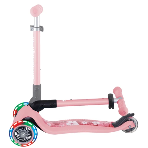 Самокат GLOBBER серии JUNIOR FOLDABLE LIGHTS пастельно-розовый с цветами (433-210) фото 8