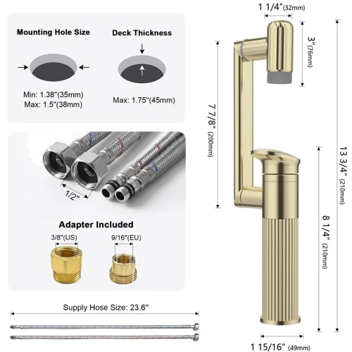 Смеситель для раковины Lefton 360° Rotatable Single-Hole Bathroom Faucet-BF2208 Brushed Gold фото 9