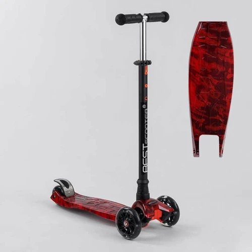 Самокат MAXI "Best Scooter" 4 колеса PU, СВЕТ, трубка руля алюминиевая Black/Red (102018): Тип тормоза ножной