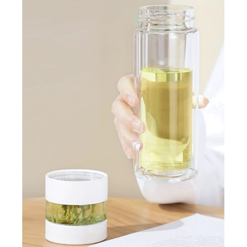 Заварочный термос Xiaomi QUANGE Intelligent Tea Separator Cup White (H8134): Материал корпуса Высоко боросиликатное стекло, тритан, пищевой полипропилен, силикон