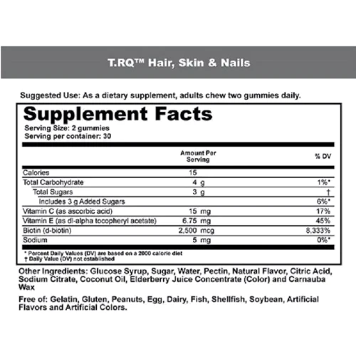 T-RQ Hair Skin & Nails Biotin Біотин для волосся, шкіри та нігтів фруктовий смак 60 жувальних цукерок: Стать Унисекс