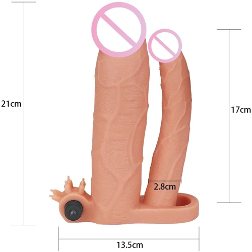 Двойная насадка на пенис с вибрацией LoveToy Pleasure X-Tender Series