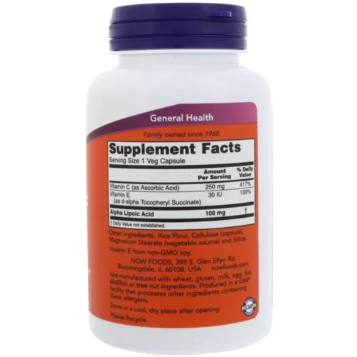 NOW Foods Alpha Lipoic Acid 100 mg 60 veg cap: Тип Альфа-ліпоєва кислота