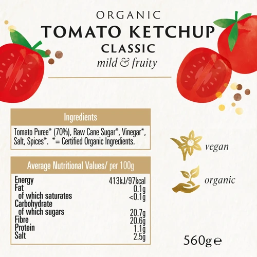 Кетчуп томатный классический Biona Organic Tomato Ketchup Classic органический 560 г (5032722313057) фото 1