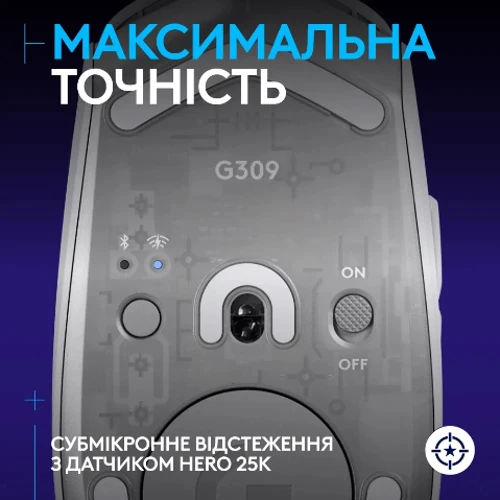 Мышь Logitech G309 White (910-007207): Тип сенсора оптический