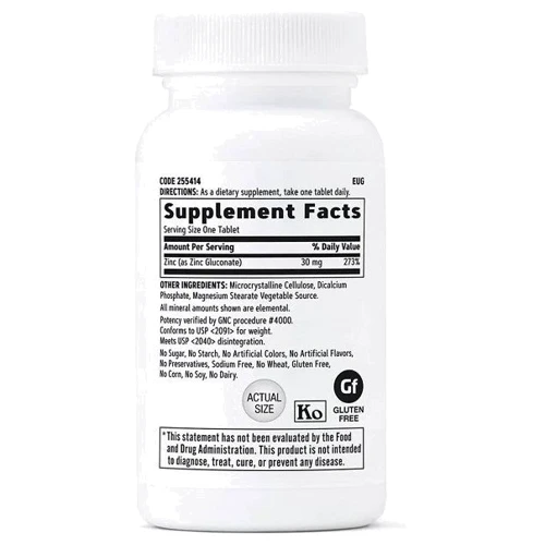 GNC Zinc 30 Цинк 100 таблеток: Тип Цинк