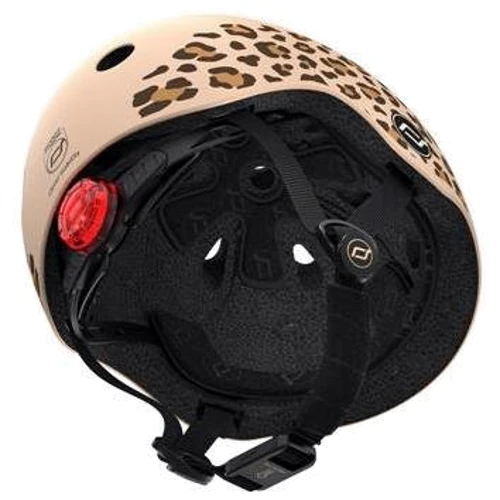 Детский защитный шлем Scoot&Ride леопард с фонариком (SR-181206-LEOPARD): Размер ХХS
