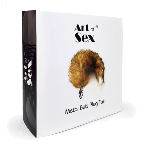 Металева анальна пробка з хвостом з натурального хутра Art Foxy fox