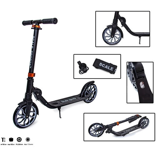 Двухколесный самокат Scale Sports SS-17. Black (складная конструкция) 1332012981: Тип колес литые