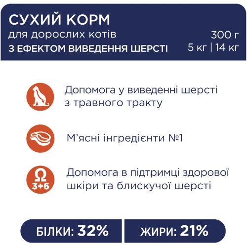 Сухой корм Club 4 Paws Premium Adult cats для выведения шерсти для взрослых кошек 0.3 кг (4820083909313): Порода Все породы
