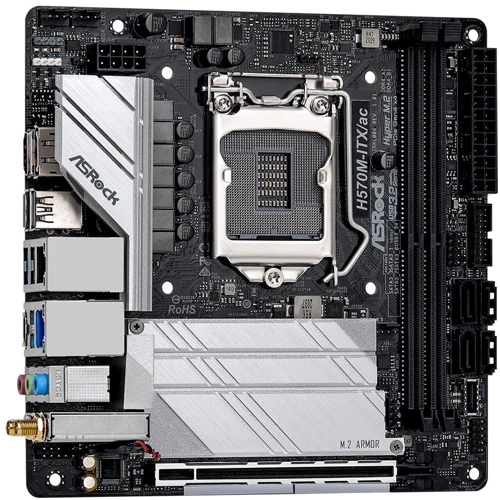 ASRock H570M-ITX/AC: Роз'єми на платі SATA 3.0, M.2, USB Type-C, USB 2.0, USB 3.2 Gen 1