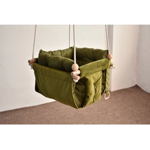 Качели детские Infancy Галетная Велюр подвесная зеленая