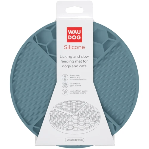 Коврик Waudog Silicone для слизывания и медленного кормления 211х211х30 мм Серый (235011): Особенности Противоскользящее основание