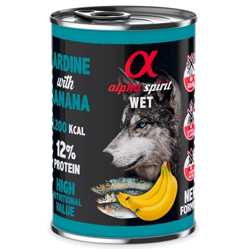 Вологий корм Alpha Spirit Dog Sardine with Banana для собак з сардиною та бананом 400 г (as576307)