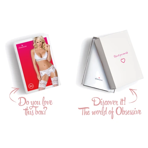 Эротический кружевной комплект Obsessive 810-SEG-2 set white S/M