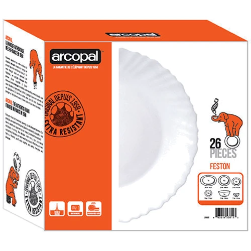 Столовый сервиз ARCOPAL Feston White 26 пр. (L5300): Количество персон 6