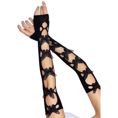 Митенки Leg Avenue Butterfly applique arm warmers Black
