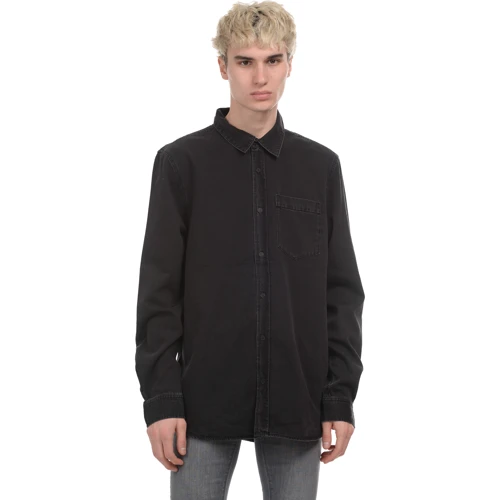 Рубашка MTWTFSS Weekday 3492875 46 черная с длинным рукавом