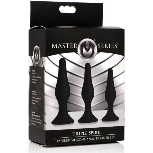 Набір анальних пробок Master Series Triple Spire Tapered Silicone Anal Trainer Set, 3 шт (чорний)