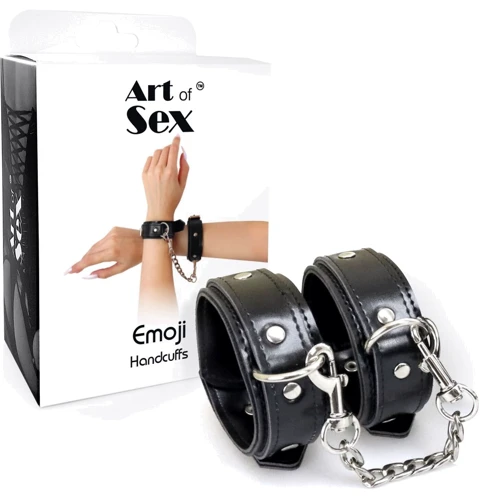 Наручники из экокожи Art of Sex - Handcuffs Emoji, черный