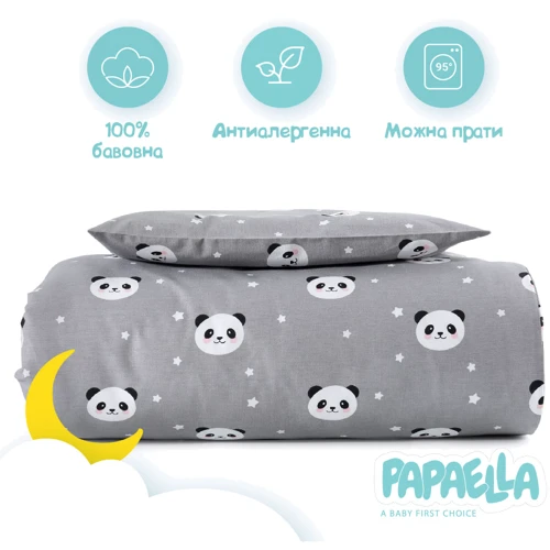 Комплект постельного белья Papaella Панда для младенцев, серая (8-33346) фото 3