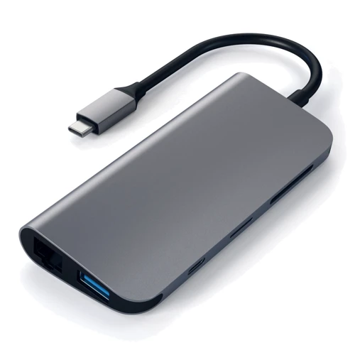 Адаптер Satechi Adapter USB-C to USB-C+3xUSB3.0+micro SD+SD+RJ45+HDMI+Mini DisplayPort Space Grey (ST-TCMM8PAM): Колір сірий