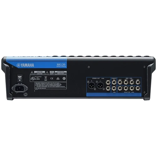 Компактный микшерный пульт YAMAHA MG20: Аналоговые входы 12 (16) моно (XLR combo), 4 (0) стерео входа (1/4" Jack + RCA)
