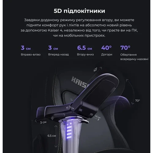 Кресло игровое Anda Seat Kaiser 4 Dark Grey Fabric Size XL (AD12YDDC-XLL-20-GB-CF) фото 13