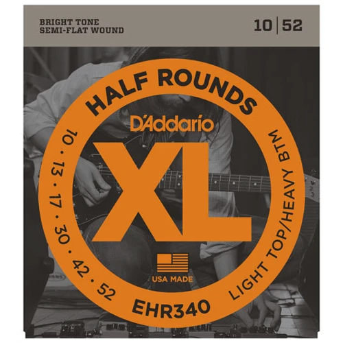Струна для гитар Струны D`ADDARIO EHR340 XL HALF ROUNDS LIGHT TOP/ HEAVY BOTTOM 10-52