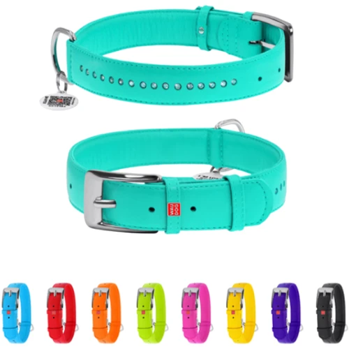 Ошейник WAUDOG Glamour со стразами 35 мм 46-60 см ментоловый с QR паспортом (388213): Производитель WAUDOG
