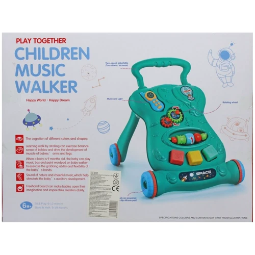 Каталка-ходунки Qichunying Toys Music Walker зелена (696-R35/R37): Колір зеленый