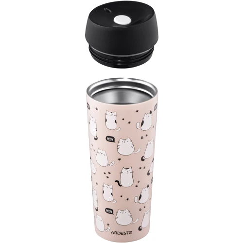 Термокухоль Ardesto Coffee Time Cats 450 мл, коричневий (AR2645FC): Матеріал колби Нержавеющая сталь