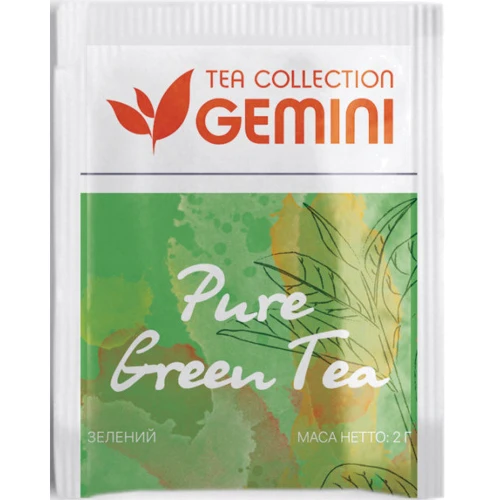 Чай Gemini зелений Tea Collection Pure Green Tea пакетований 50х2 г (4820156430744) фото 1