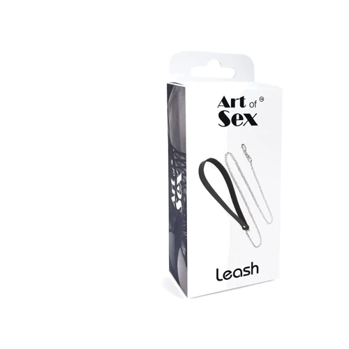 Поводок на цепочке из натуральной кожи Art of Sex - Leash, черный