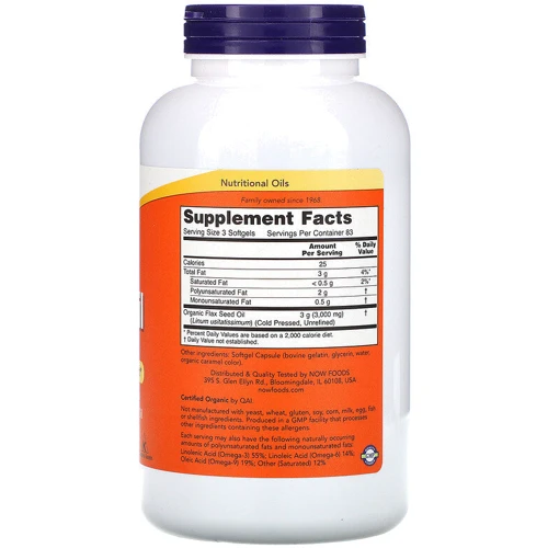 Now Foods Flax Oil with Essential Omega-3's, 1,000 mg, 250 Softgels (NF1772): Тип Лляна олія