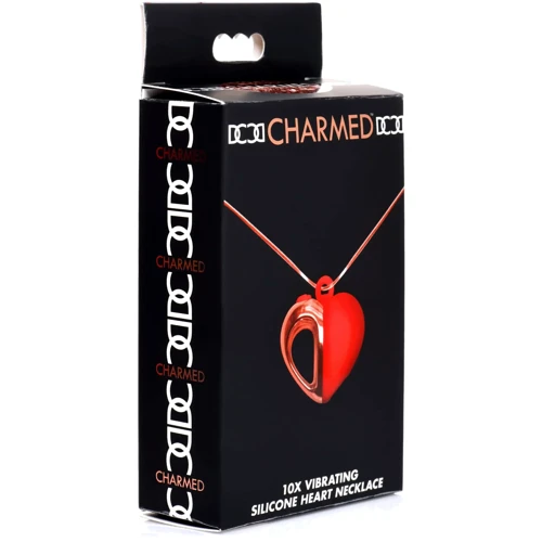 Ожерелье с подвеской вибратором Charmed Vibrating Silicone Heart Necklace, 90 см (красный)