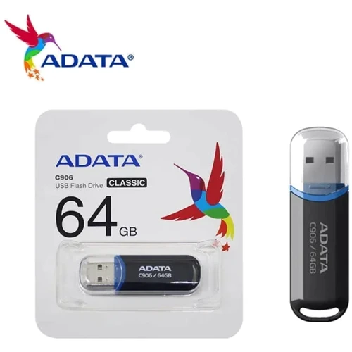 USB-флешка ADATA 64GB C906 USB 2.0 Black (AC906-64G-RBK): Стандарт USB USB 2.0